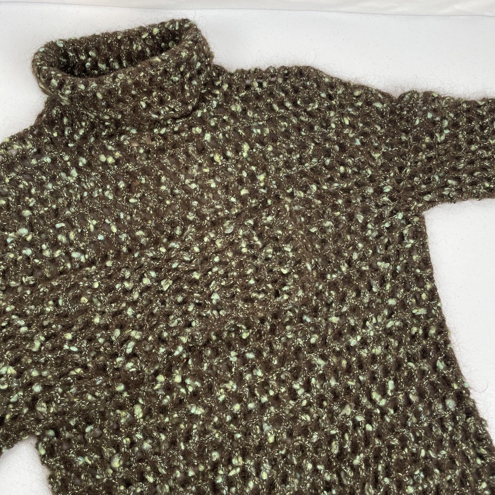 Free People Sweater Women's Size Small Open Knit Turtleneck Mohair‎ Cotton
